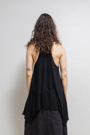 L.G.B - Knitted tank top with raw cut edges and glitter