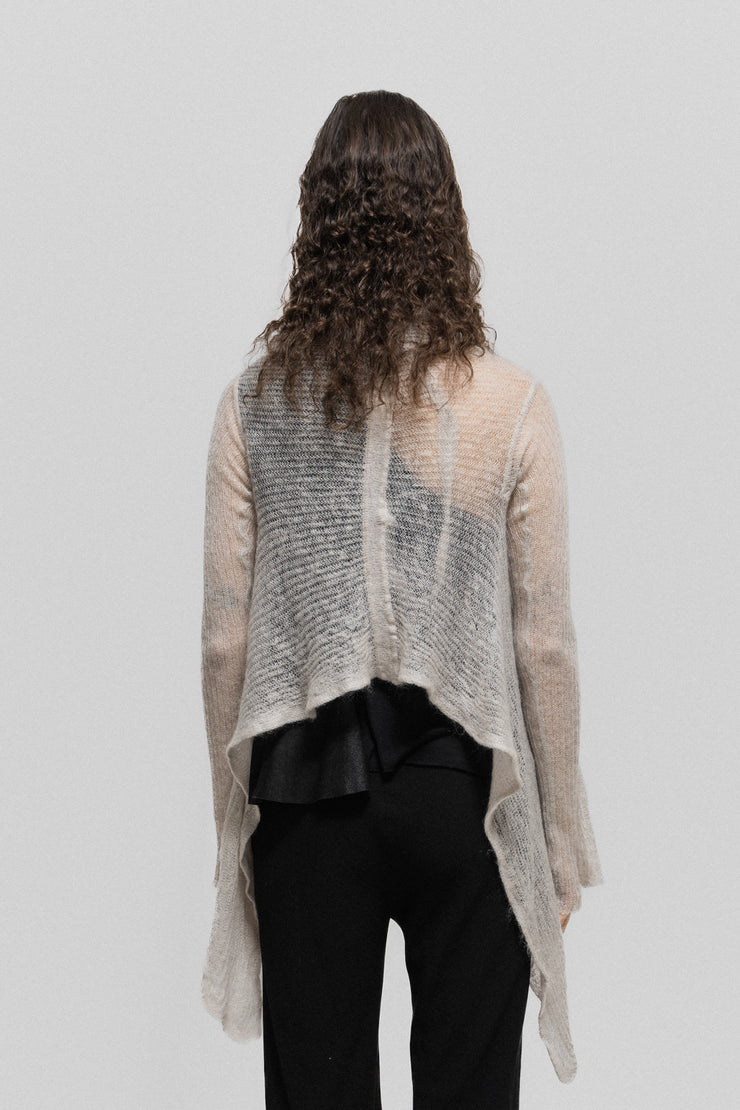RICK OWENS - FW08 "STAG" Cropped mohair net cardigan with hold strap