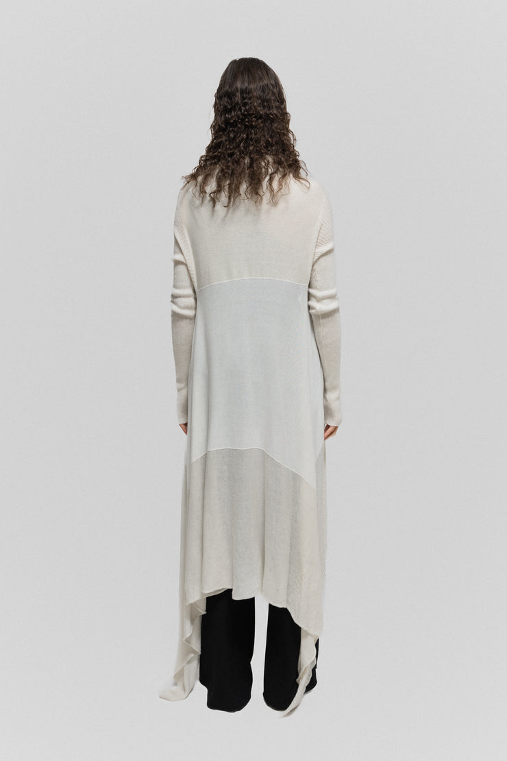 RICK OWENS - SS03 "SUKERBALL" Cotton blend long cardigan with ribbed panels