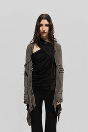 RICK OWENS - SS08 "CREATCH" Cropped cardigan with circle cutouts and ribbed sleeves