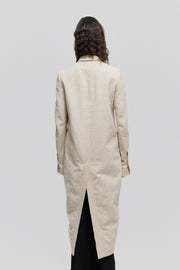 RICK OWENS - FW16 "MASTODON" Linen blend Tusk coat with seasonal honey dipped tag (runway)