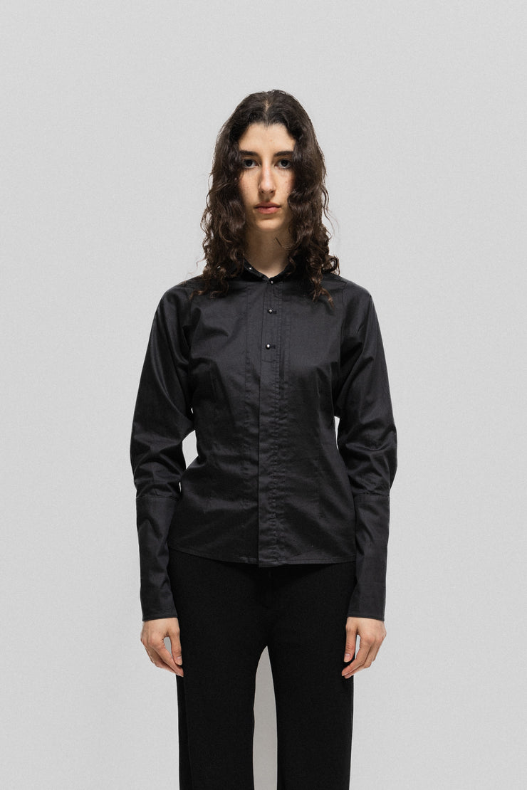 A.F VANDEVORST - FW08 cotton shirt with metallic buttons and elongated cuffs