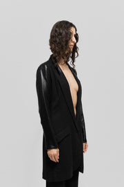 SHARE SPIRIT - Long pinstripe jacket with silk sleeves