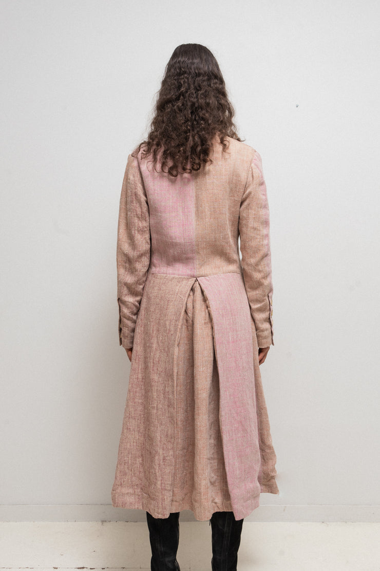 (Kountry Club) PAUL HARNDEN SHOEMAKERS - Antique pink handmade long linen coat with cotton lining