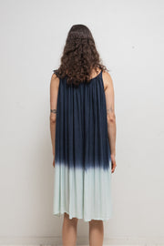 (Kountry Club) MARC LE BIHAN - Silk blue gradient dress with asymmetric straps