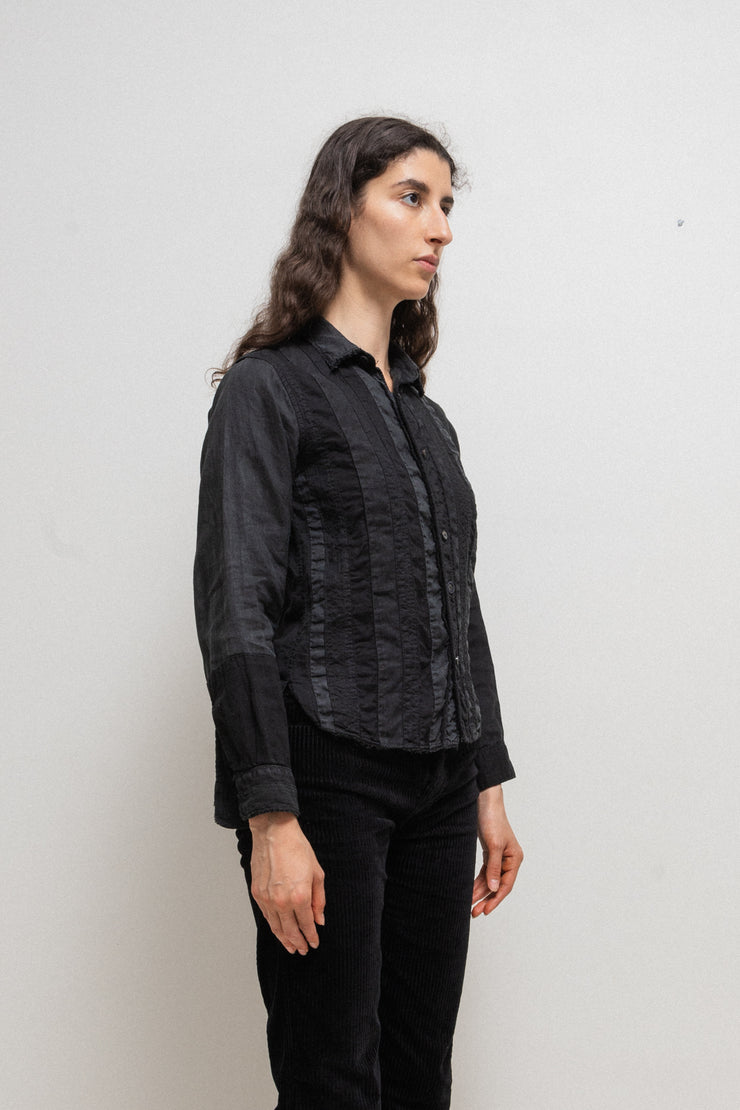 (Kountry Club) KAPITAL - Stripe textured shirt with various buttons