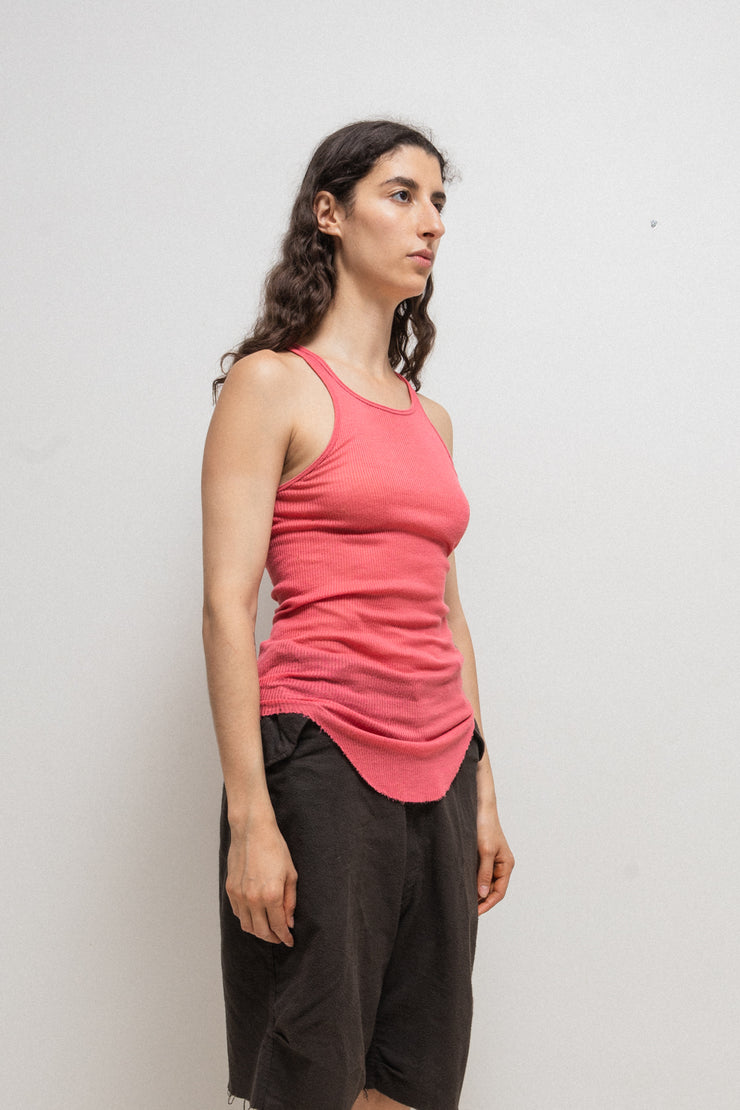 RICK OWENS - SS05 "SCORPIO" Bouche pink silk blend dickflap tank top