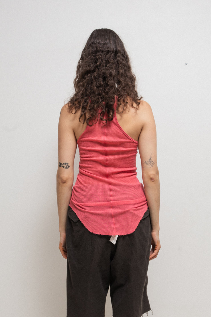 RICK OWENS - SS05 "SCORPIO" Bouche pink silk blend dickflap tank top