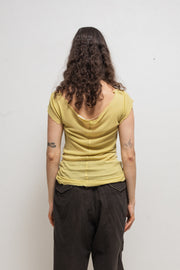 RICK OWENS - SS04 "CITROEN" Acid V neck ribbed top with raw cut edges