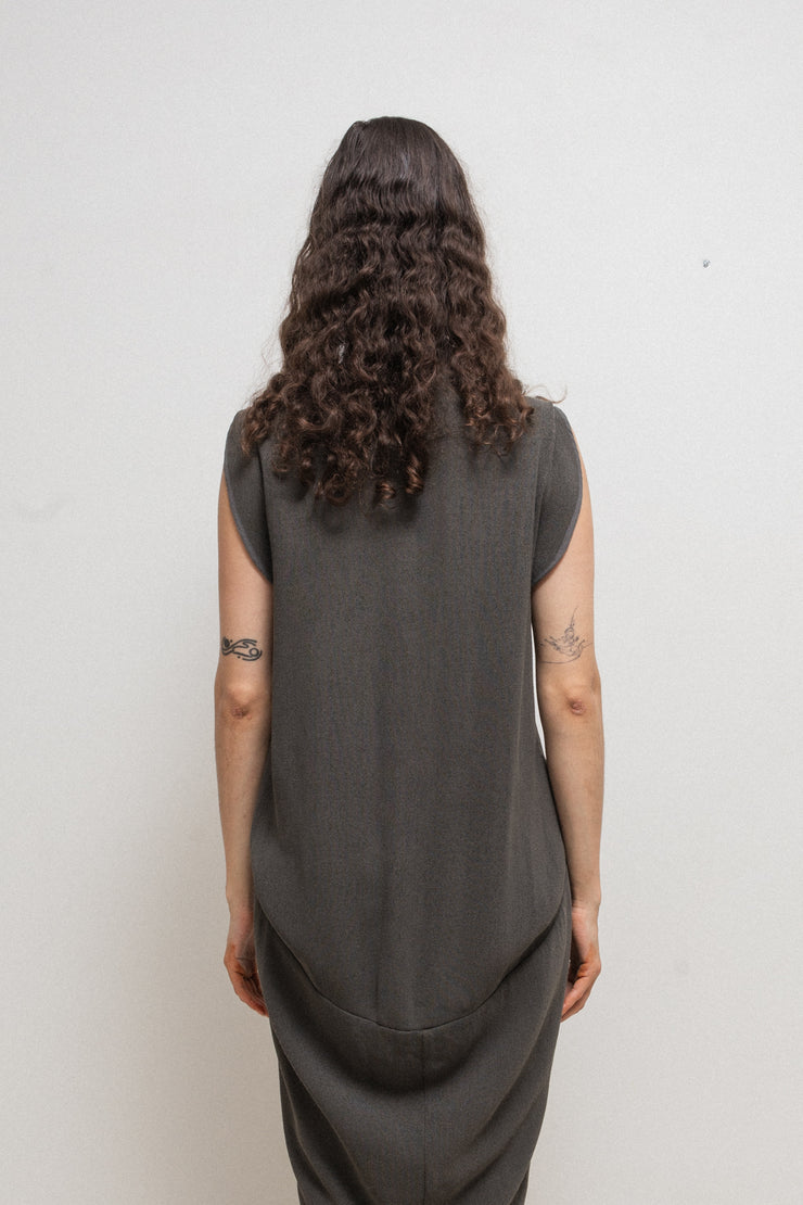 RICK OWENS - FW12 "MOUNTAIN" Wool blend heavy draped dress