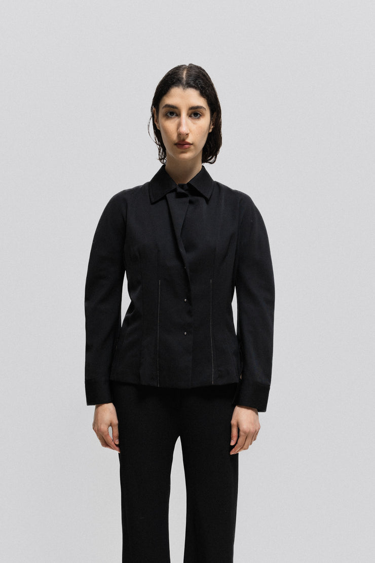 YOHJI YAMAMOTO COSTUME - Gabardine wool jacket with a darted waist and special buttoning