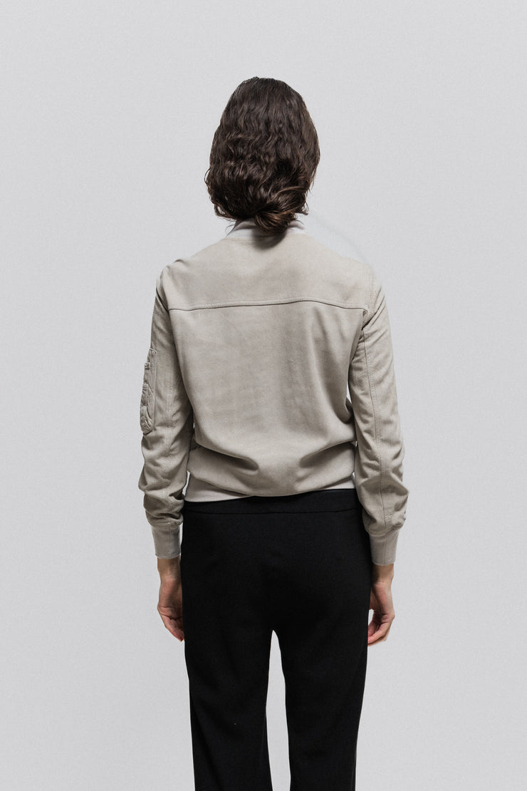 RICK OWENS - SS14 "VICIOUS" Pearl grey lamb leather bomber jacket