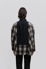 RICK OWENS - FW12 "MOUNTAIN" Wool checkered kimono jacket with horse leather parts (runway)