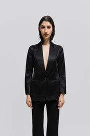 ANN DEMEULEMEESTER - SS96 Cotton blend silky blazer with padded shoulders