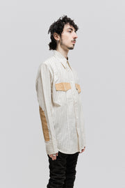 YOHJI YAMAMOTO POUR HOMME - SS99 stripped cotton shirt with craft paper inserts