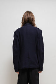 YOHJI YAMAMOTO POUR HOMME - FW08 Wool and cotton jacket with shoulder plackets and frilled pockets (runway)