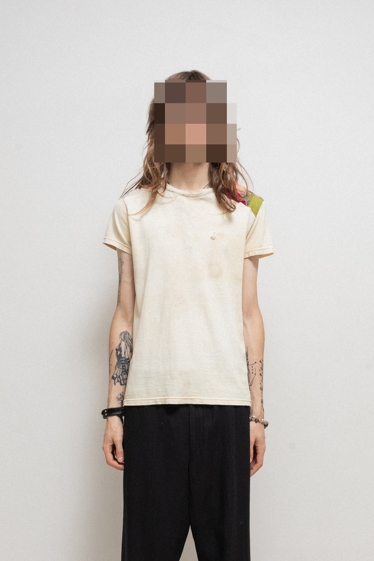 KAPITAL - Faded cream top with shoulder patchwork