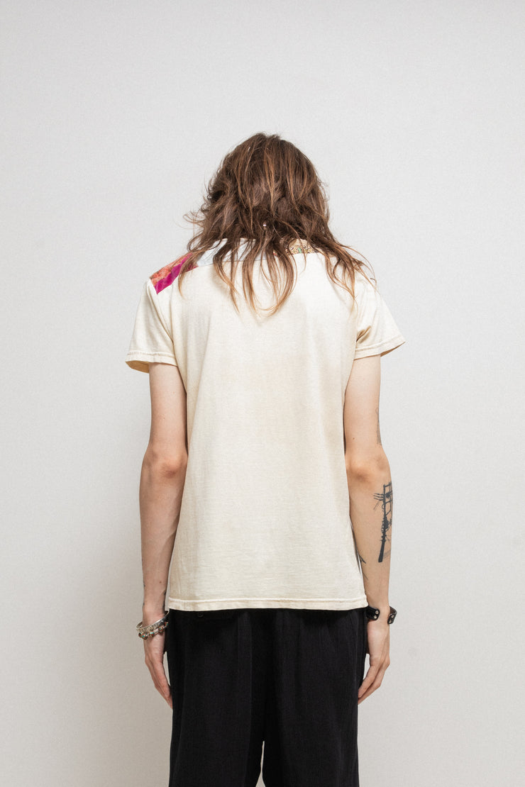 KAPITAL - Faded cream top with shoulder patchwork