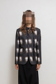ANN DEMEULEMEESTER - Sun printed cotton blazer jacket with collar strap