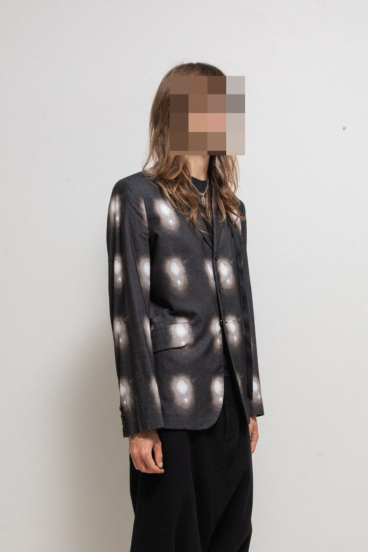 ANN DEMEULEMEESTER - Sun printed cotton blazer jacket with collar strap