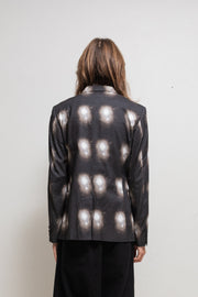 ANN DEMEULEMEESTER - Sun printed cotton blazer jacket with collar strap