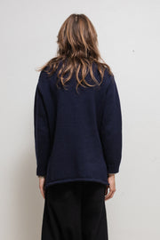 YOHJI YAMAMOTO Y'S FOR MEN - Navy thick knitted sweater with big patch pockets