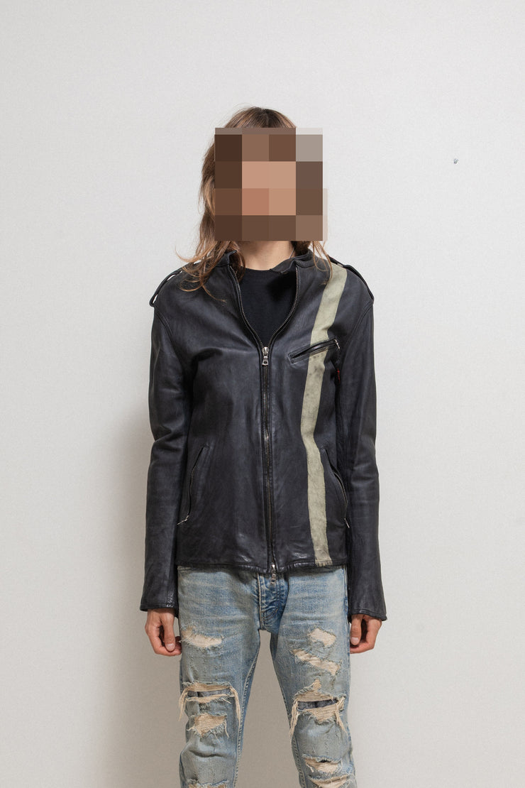 ISAMU KATAYAMA BACKLASH - Calf shoulder leather single rider jacket
