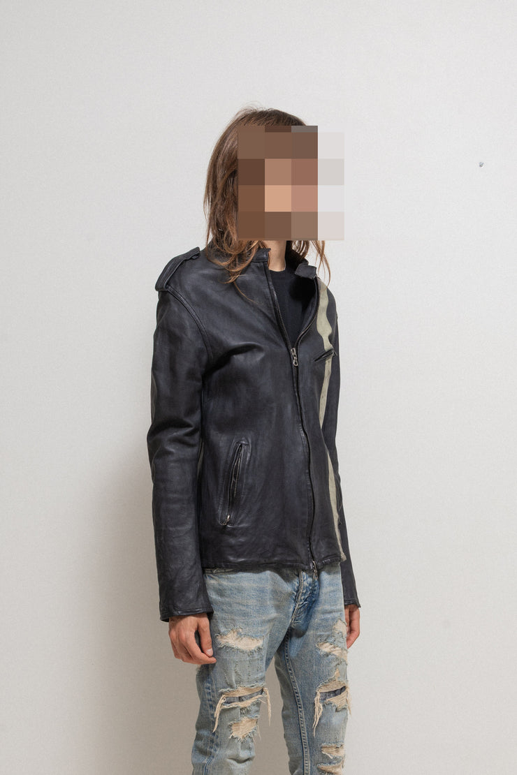 ISAMU KATAYAMA BACKLASH - Calf shoulder leather single rider jacket