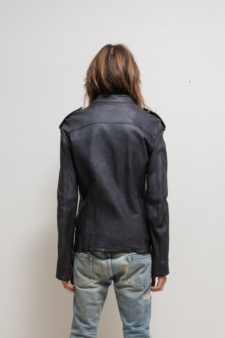 ISAMU KATAYAMA BACKLASH - Calf shoulder leather single rider jacket