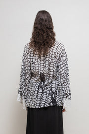 ANN DEMEULEMEESTER - SS01 Patterned cotton blouse with kimono sleeves (runway)