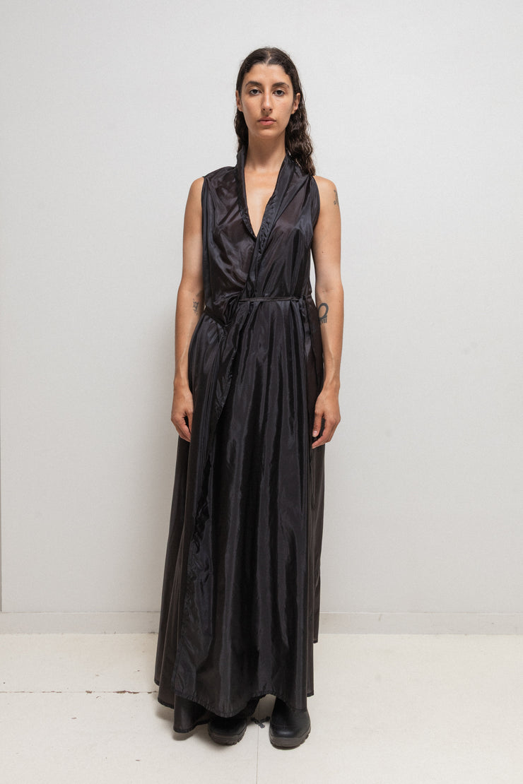 ANN DEMEULEMEESTER - FW00 Extra long nylon dress with waist straps (runway)