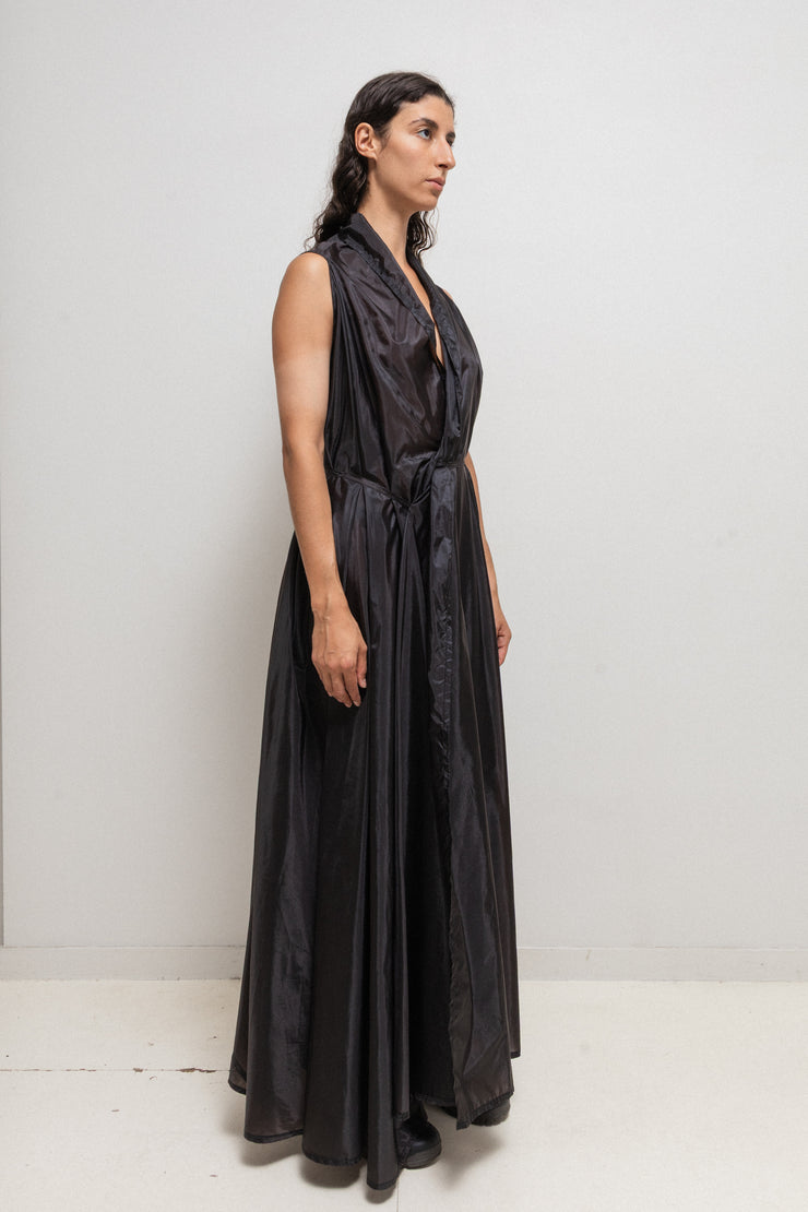 ANN DEMEULEMEESTER - FW00 Extra long nylon dress with waist straps (runway)