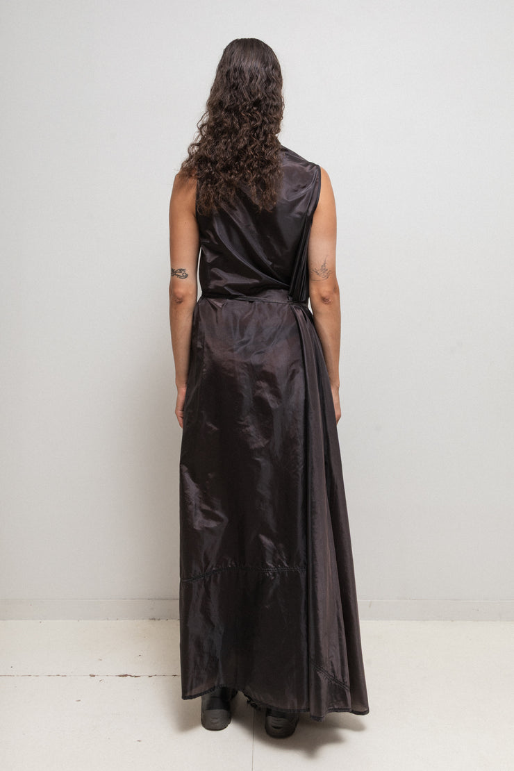 ANN DEMEULEMEESTER - FW00 Extra long nylon dress with waist straps (runway)