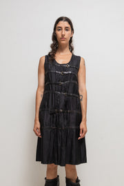 SANDRINE PHILIPPE - Nylon dress with leather buckled straps