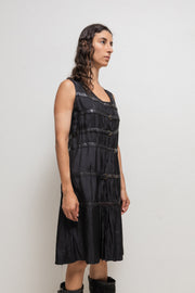 SANDRINE PHILIPPE - Nylon dress with leather buckled straps
