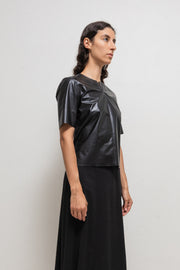 UDO EDLING - Paper effect lambskin scuba tee