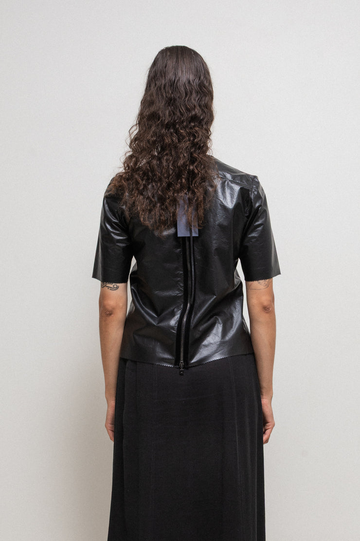 UDO EDLING - Paper effect lambskin scuba tee