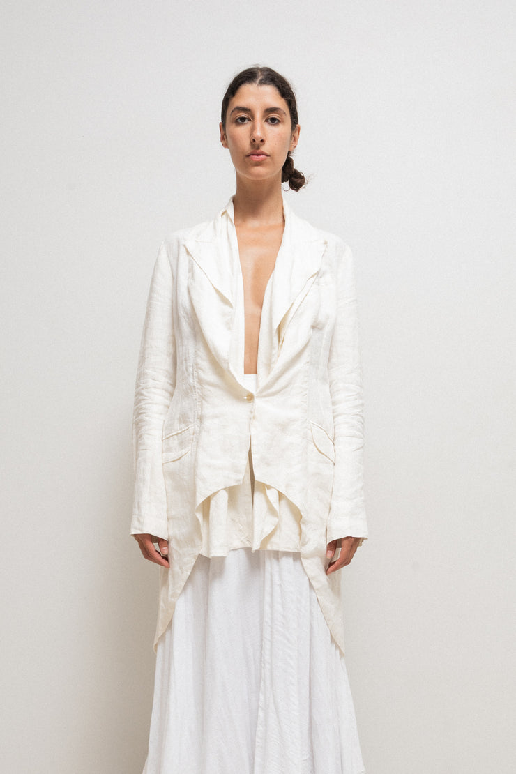 MARC LE BIHAN - White linen tail jacket