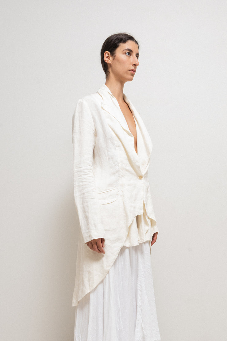 MARC LE BIHAN - White linen tail jacket