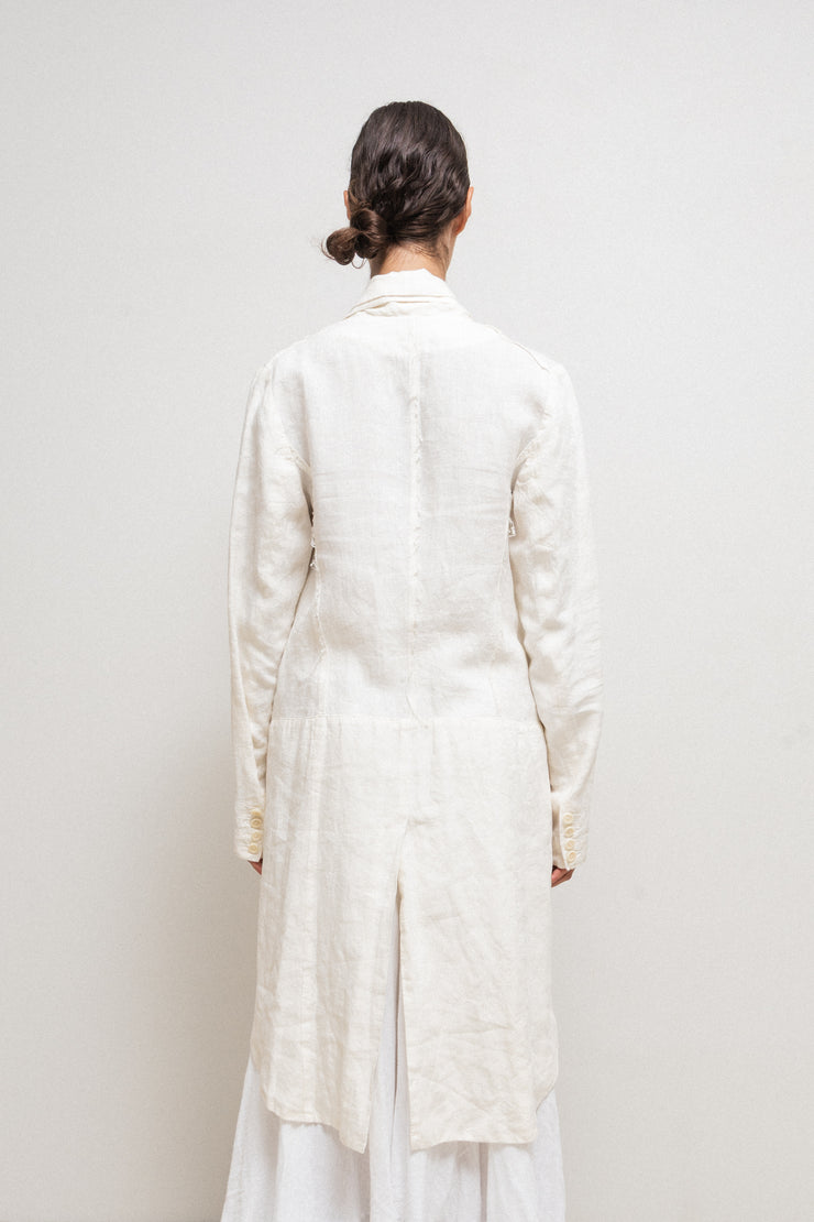 MARC LE BIHAN - White linen tail jacket