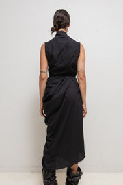 RICK OWENS - SS06 « TUNGSTEN » Cotton draped maxi dress with silk lapels (runway)