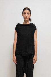 RICK OWENS - FW15 "SPHINX" Suede leather top with rounded shoulders