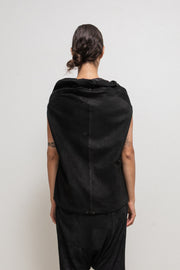 RICK OWENS - FW15 "SPHINX" Suede leather top with rounded shoulders