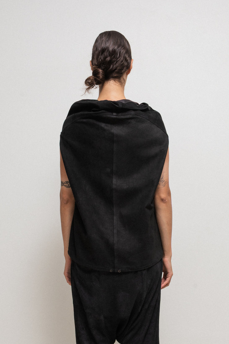 RICK OWENS - FW15 "SPHINX" Suede leather top with rounded shoulders