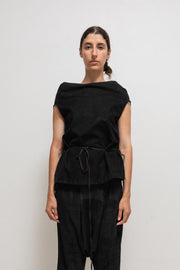 RICK OWENS - FW15 "SPHINX" Suede leather top with rounded shoulders