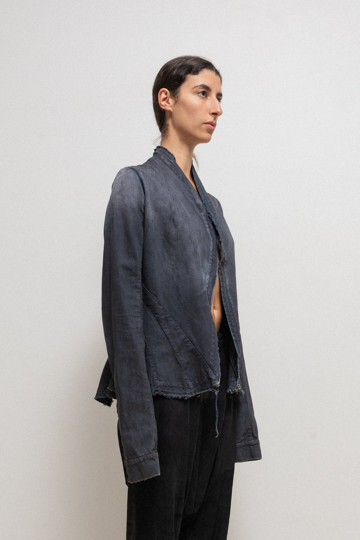 RICK OWENS DRKSHDW - 2007 Washed denim jacket with rounded panels and sleeve slits