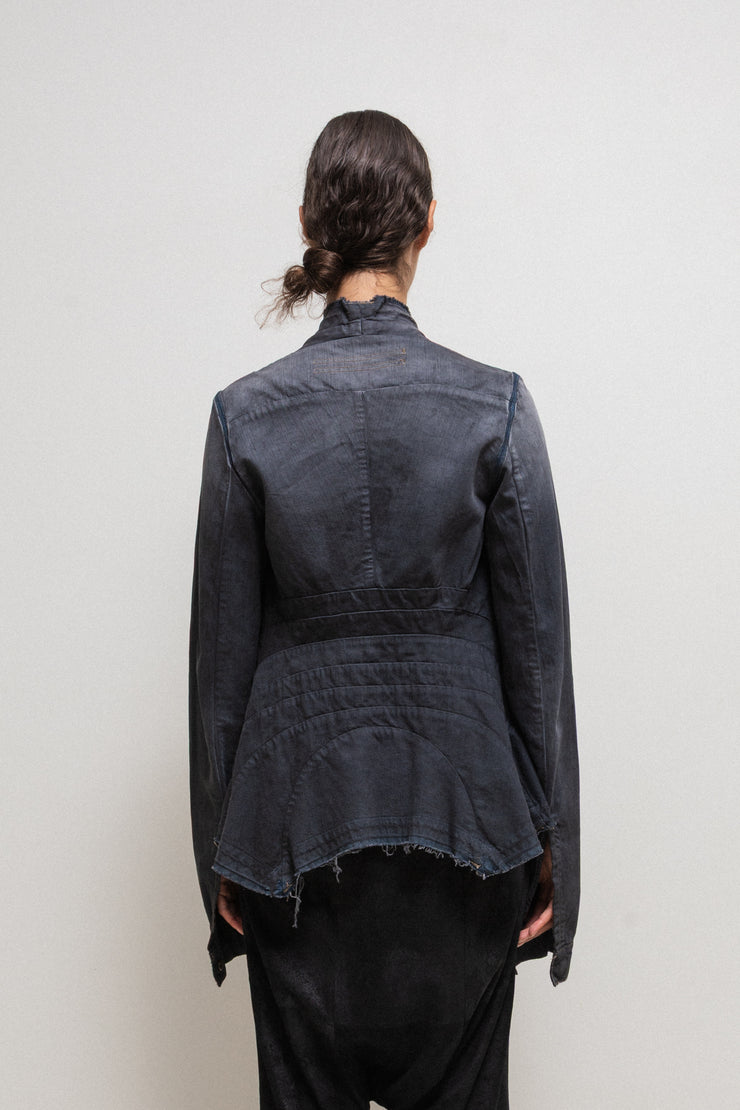 RICK OWENS DRKSHDW - 2007 Washed denim jacket with rounded panels and sleeve slits