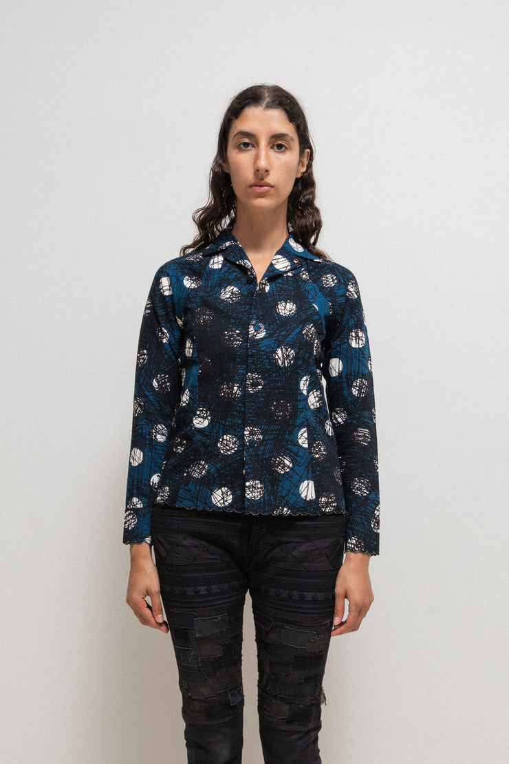UNDERCOVER - FW03 « Paper Doll » Cotton overshirt with scribbled polka dot pattern