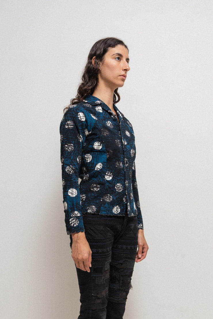UNDERCOVER - FW03 « Paper Doll » Cotton overshirt with scribbled polka dot pattern