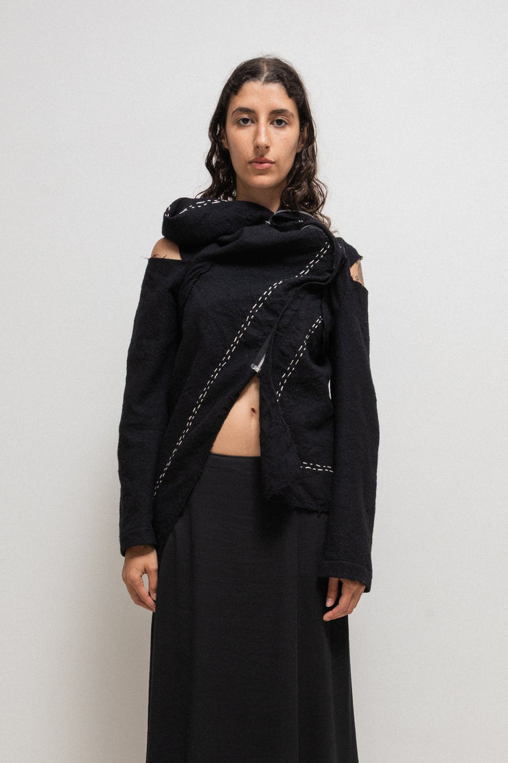 COMME DES GARÇONS - FW02 Twisted felted wool jacket with contrast stitching